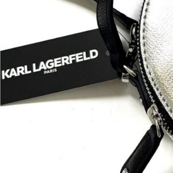 Karl Lagerfeld Metallic Silver Messenger Bag - Picture 2 of 5
